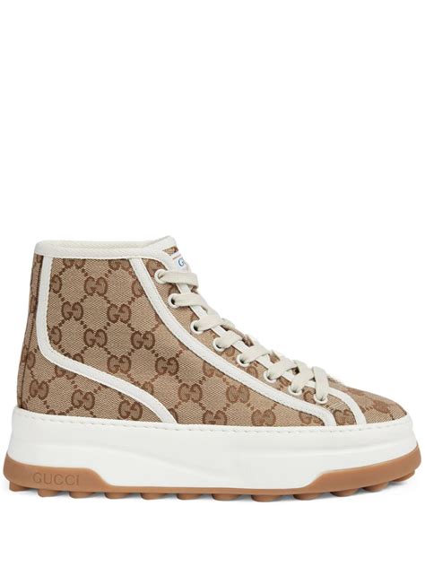 gucci leather sneaker with gg|farfetch Gucci sneakers sale.